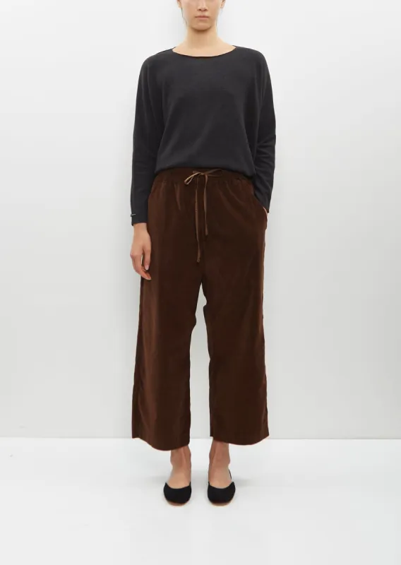 Velvet Wide & Short Trouser — Coffee sold by La Garconne