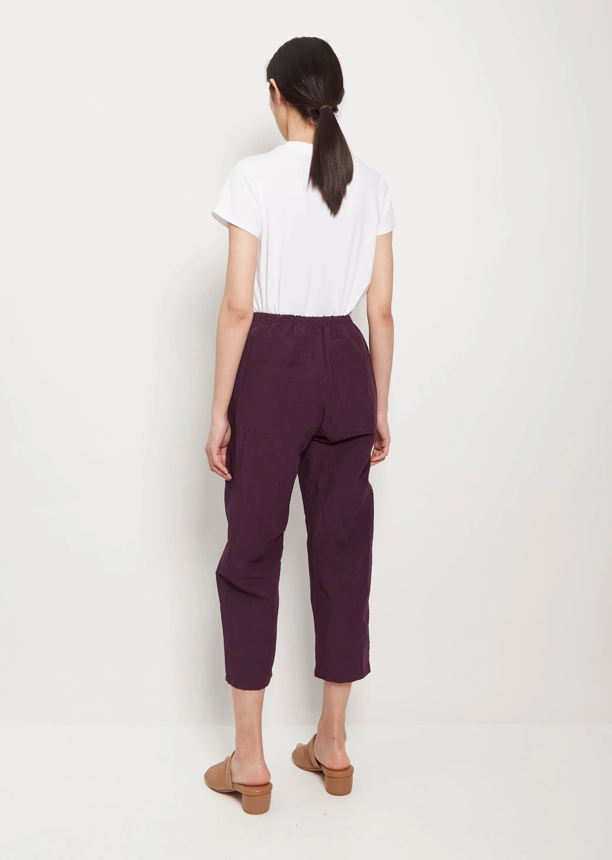 Tapered Linen Cotton Trousers — Aubergine sold by La Garconne product image thumbnail 3