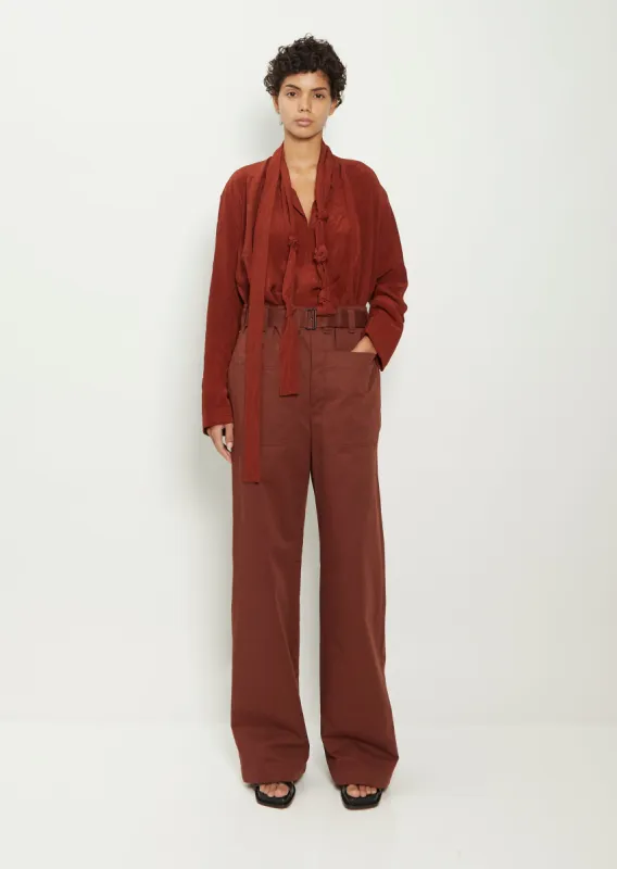 Belted Pocket Cotton Linen Pant sold by La Garconne