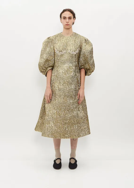 Puff Sleeve Fitted Dress — Gold/Pearl/Clear made by Simone Rocha