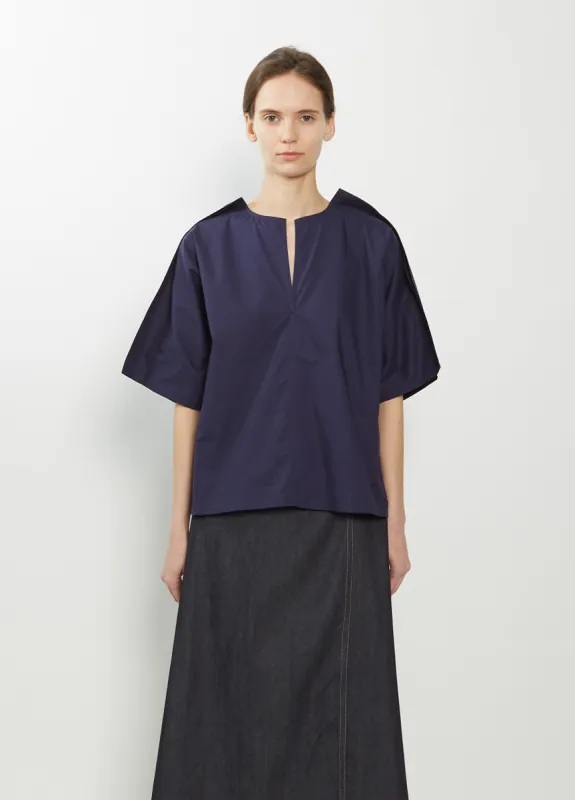 Basta Cotton Poplin Slit Top — Dark Blue sold by La Garconne