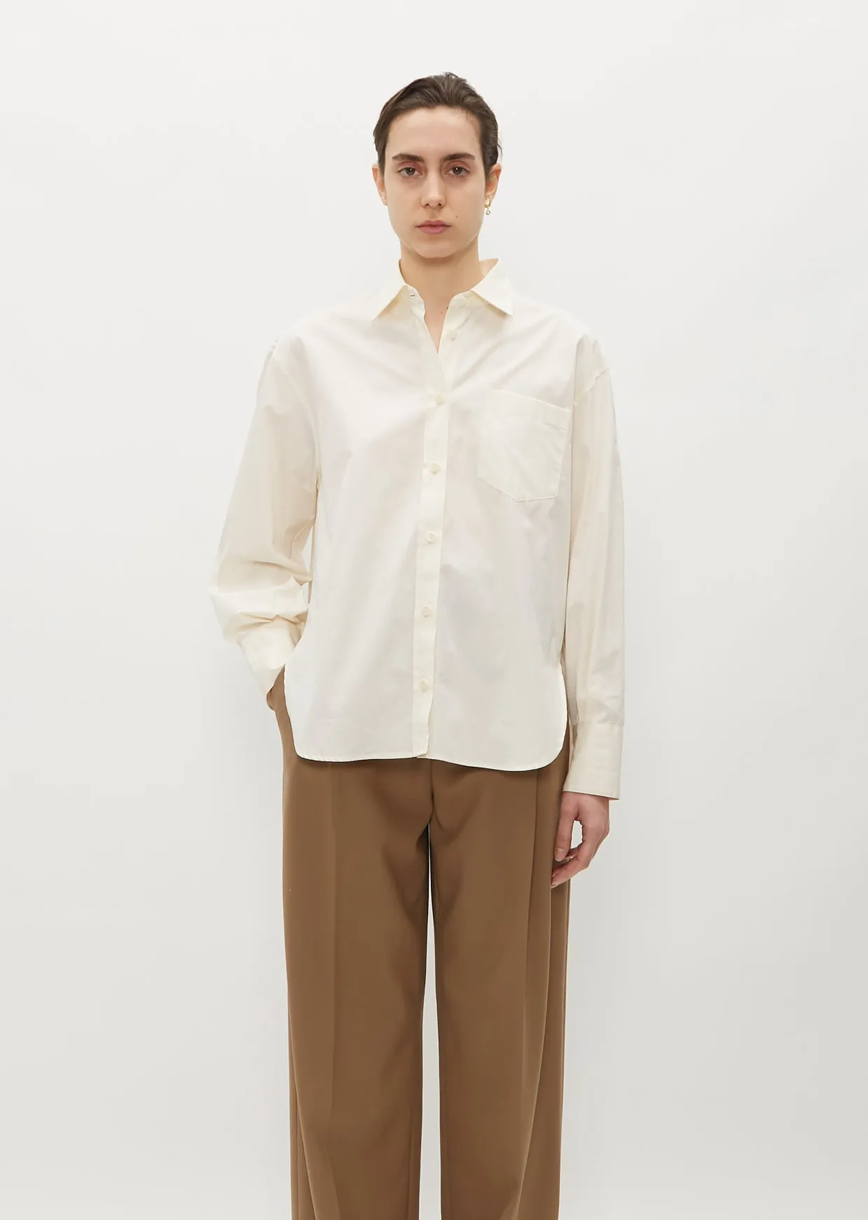 Oversized Organic Cotton Shirt — Ivory sold by La Garconne