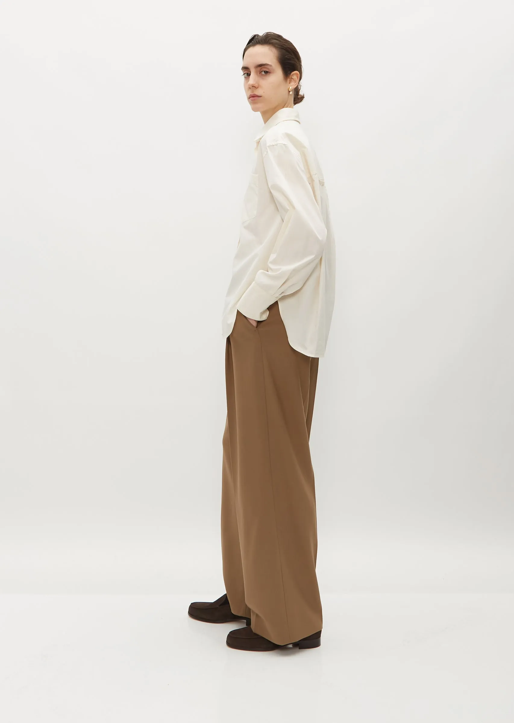 Oversized Organic Cotton Shirt — Ivory sold by La Garconne product image thumbnail 3