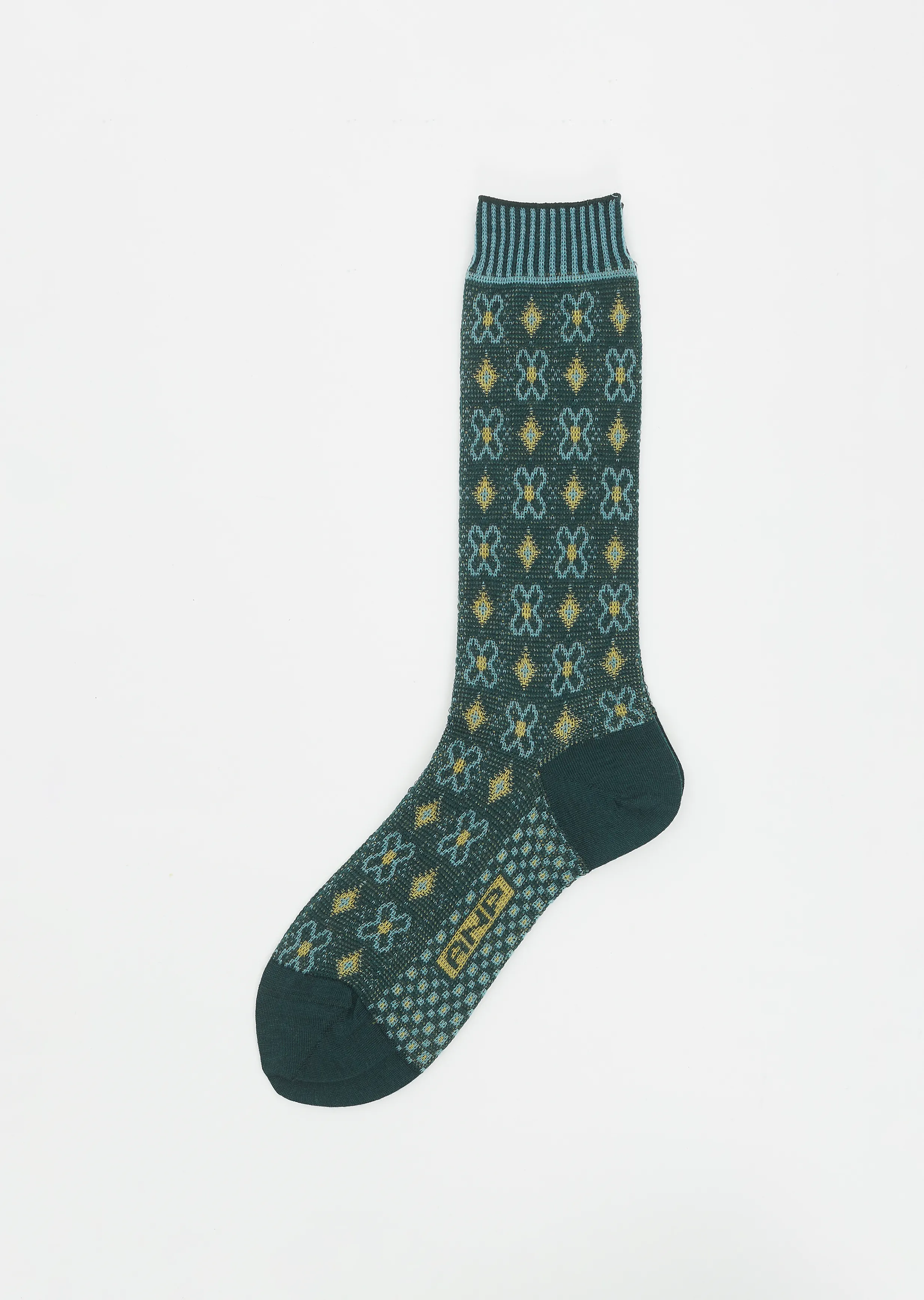 Flower Grid Socks — Green sold by La Garconne