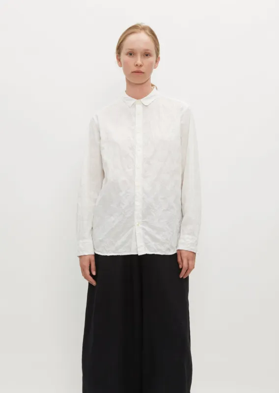 Crinkle Finish Fitted Shirt — White sold by La Garconne