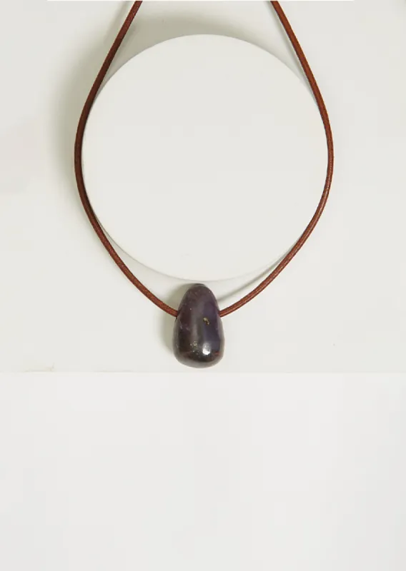 Ruby Leather Cord Necklace sold by La Garconne