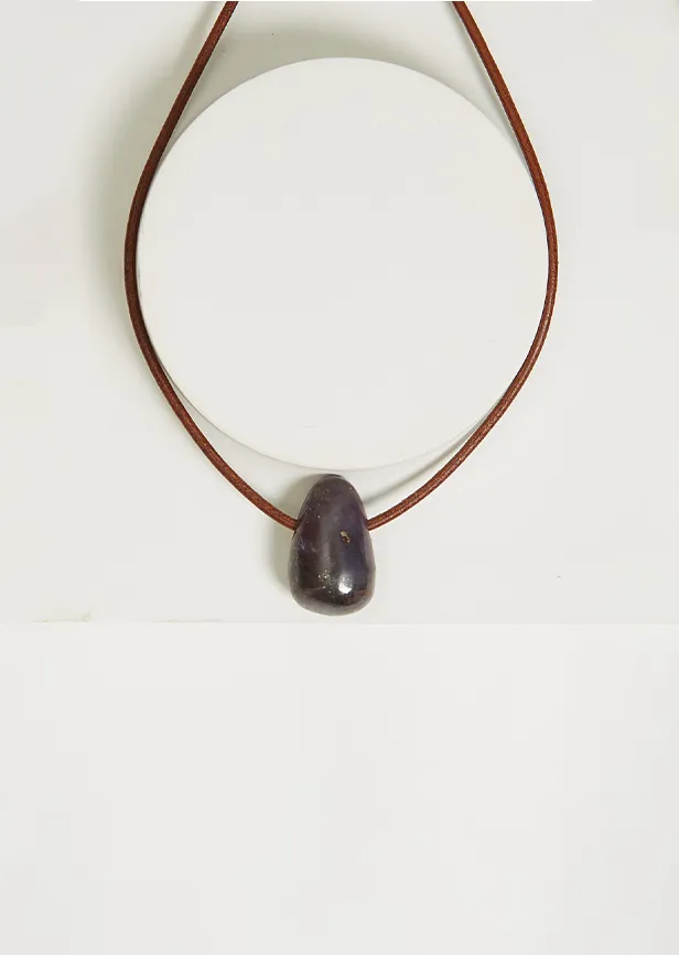 Ruby Leather Cord Necklace sold by La Garconne