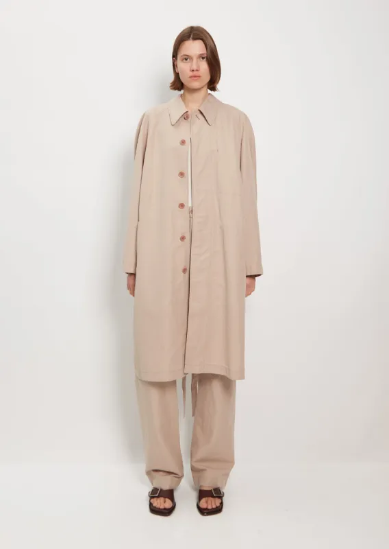 Belted Lightweight Linen Cotton Coat sold by La Garconne