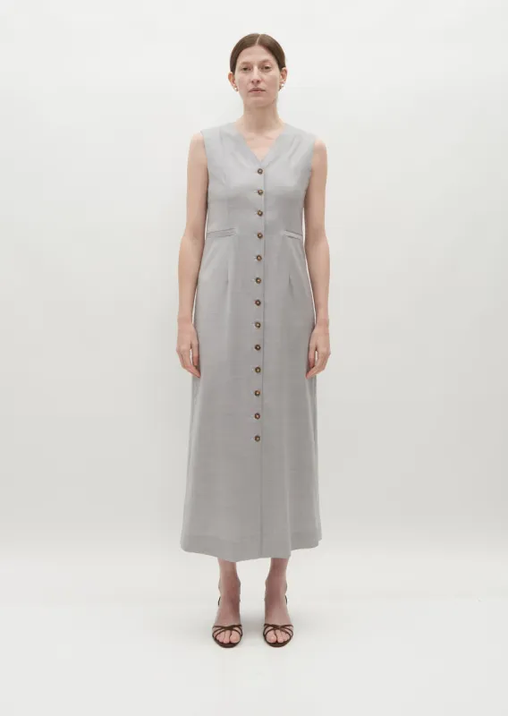 Idika Long Buttoned Dress — Feather Grey Melange sold by La Garconne