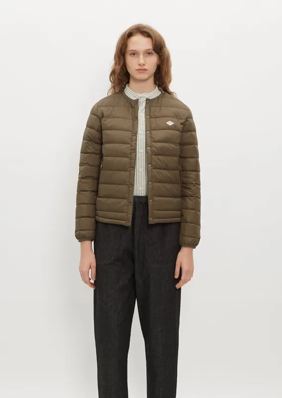 Inner Down Crewneck Jacket — Olive sold by La Garconne