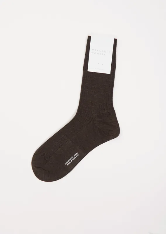 Full Rib Sock — Dark Brown sold by La Garconne