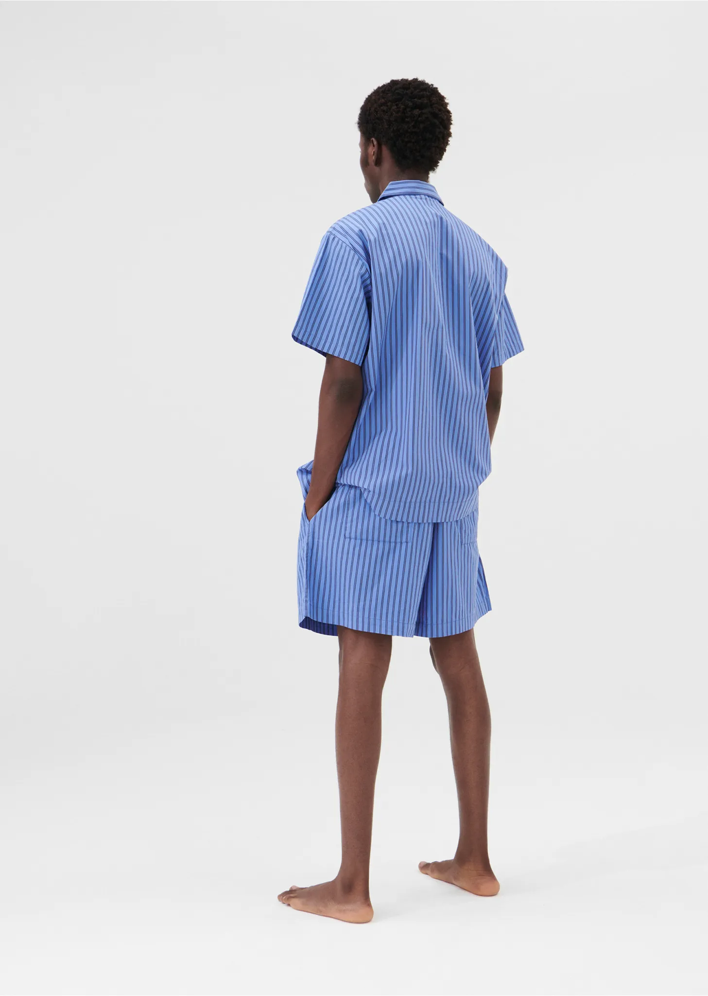 Cotton Poplin Pyjamas Short Sleeve Shirt — Boro Stripes sold by La Garconne product image thumbnail 5