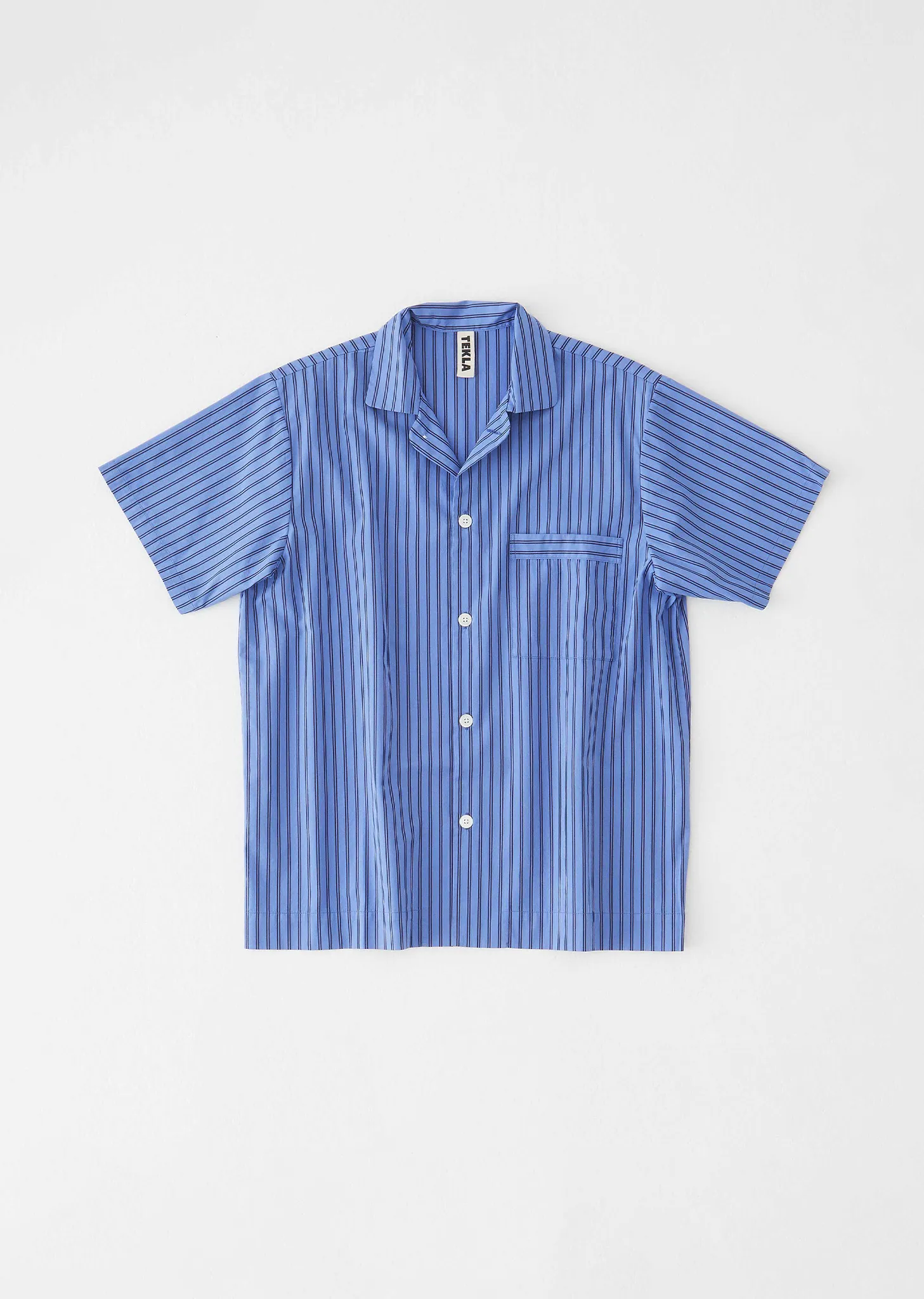 Cotton Poplin Pyjamas Short Sleeve Shirt — Boro Stripes sold by La Garconne