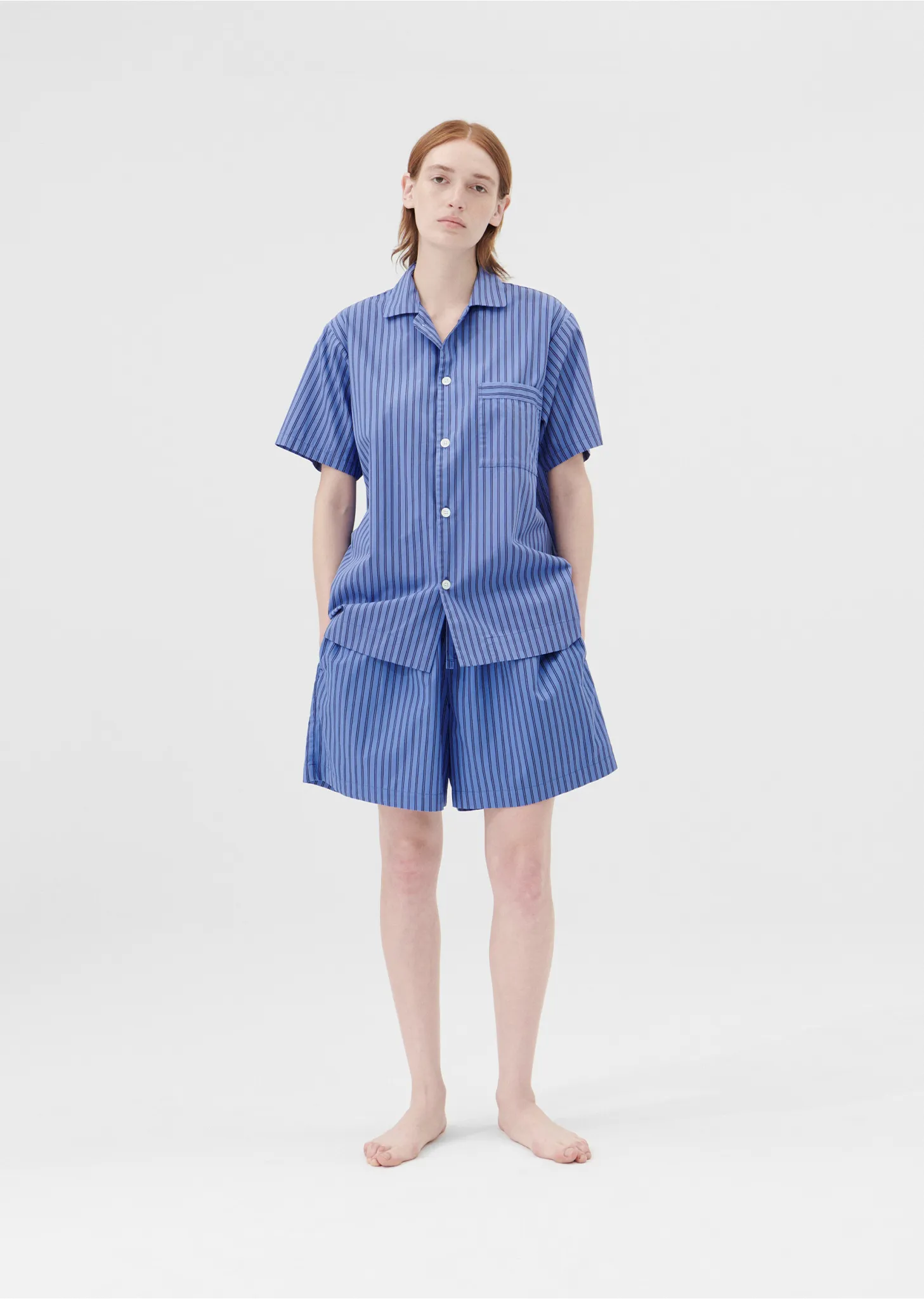 Cotton Poplin Pyjamas Short Sleeve Shirt — Boro Stripes sold by La Garconne product image thumbnail 2