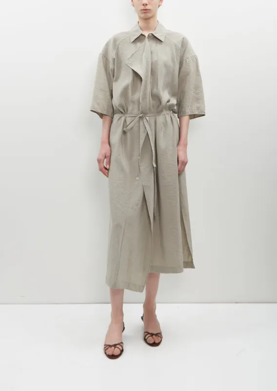 Asymmetrical Shirt Dress — Light Misty Grey sold by La Garconne