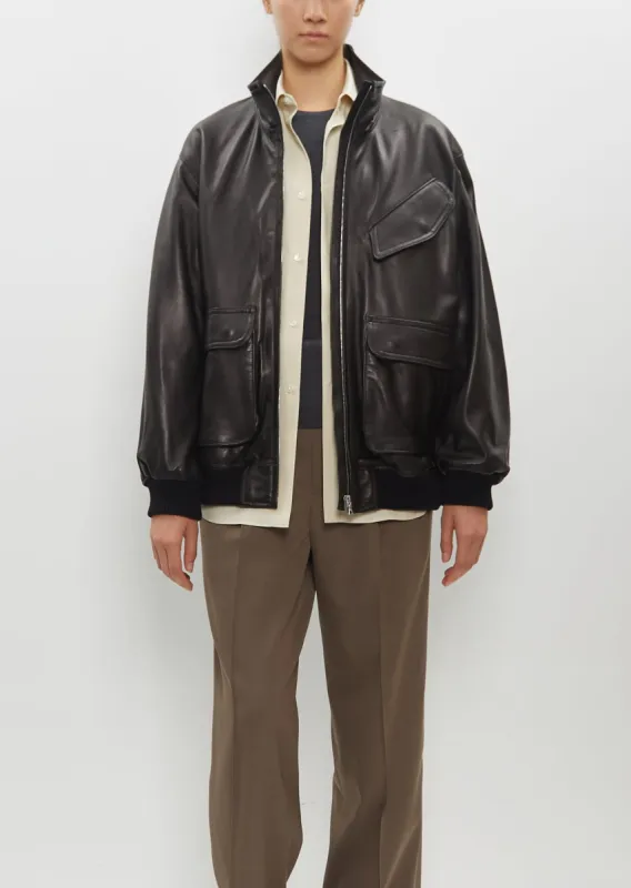 Lamb Leather Zip Blouson sold by La Garconne