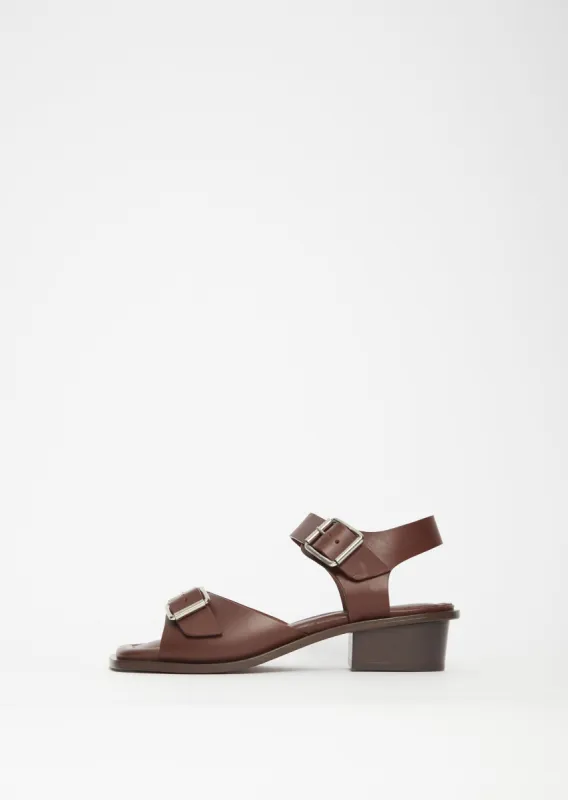 Square Heeled Sandals — Chocolate Fondant sold by La Garconne