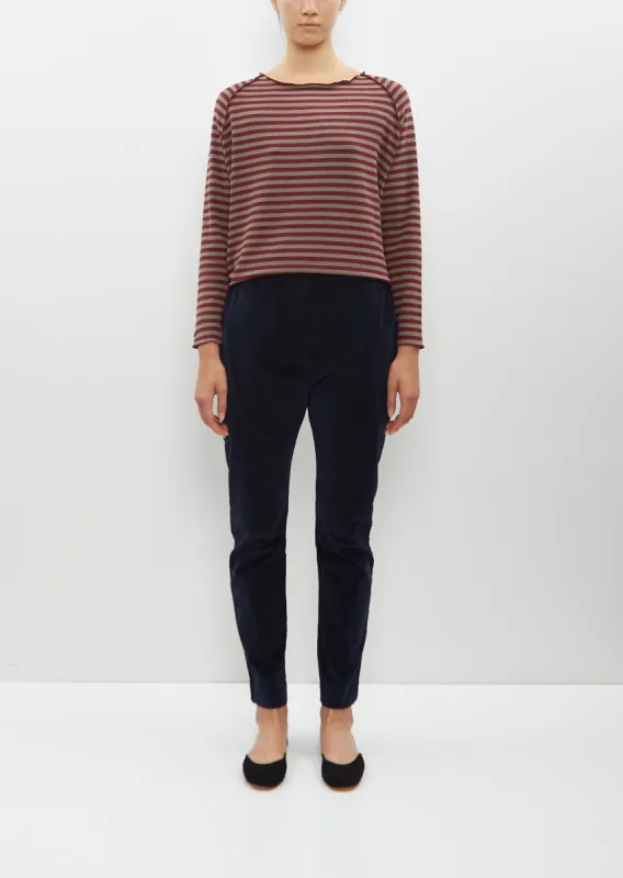 Velvet Slim Trousers — Ink sold by La Garconne