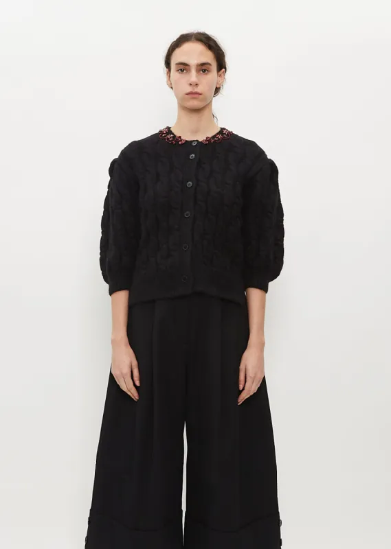 LS Cable Knit Cardigan w/ Embl sold by La Garconne