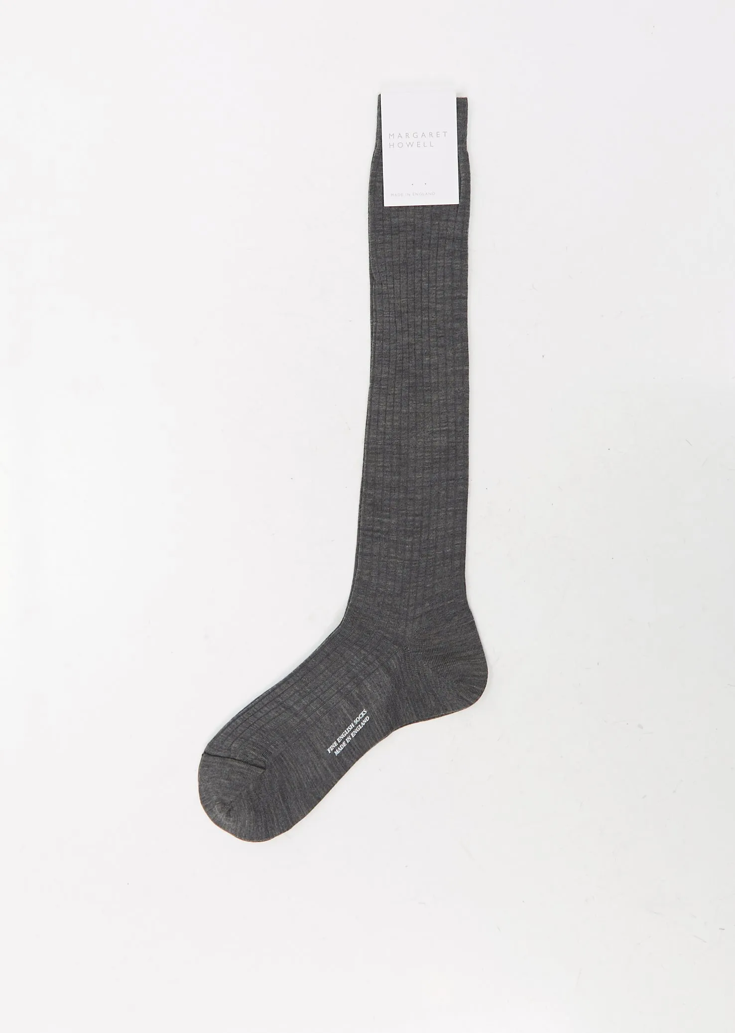 Long Ribbed Sock — School Grey sold by La Garconne