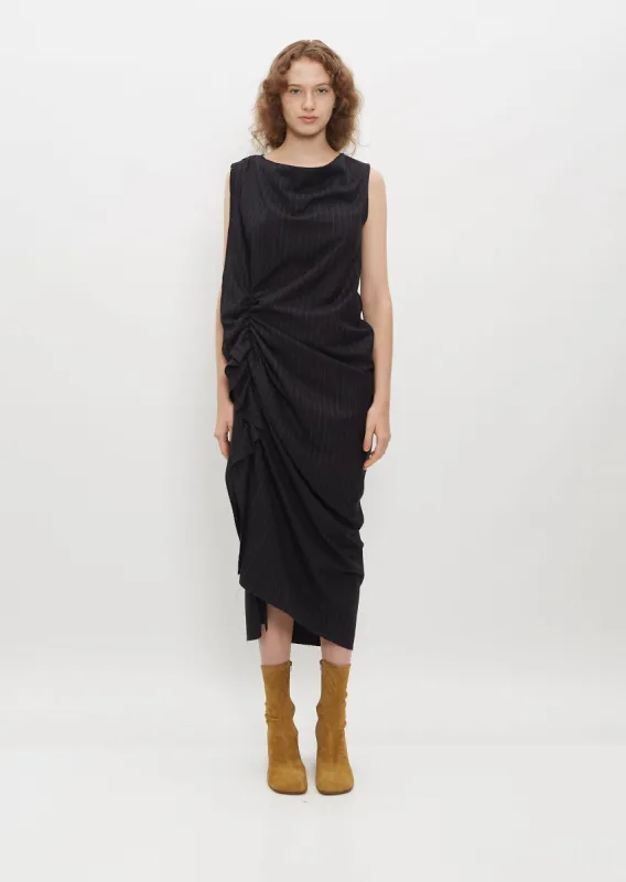 Dinam Wool Pinstripe Dress — Anthracite sold by La Garconne