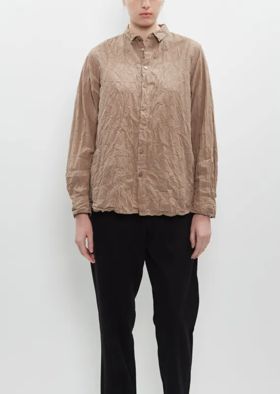 Classic Crinkle Cotton Blouse — Beige sold by La Garconne
