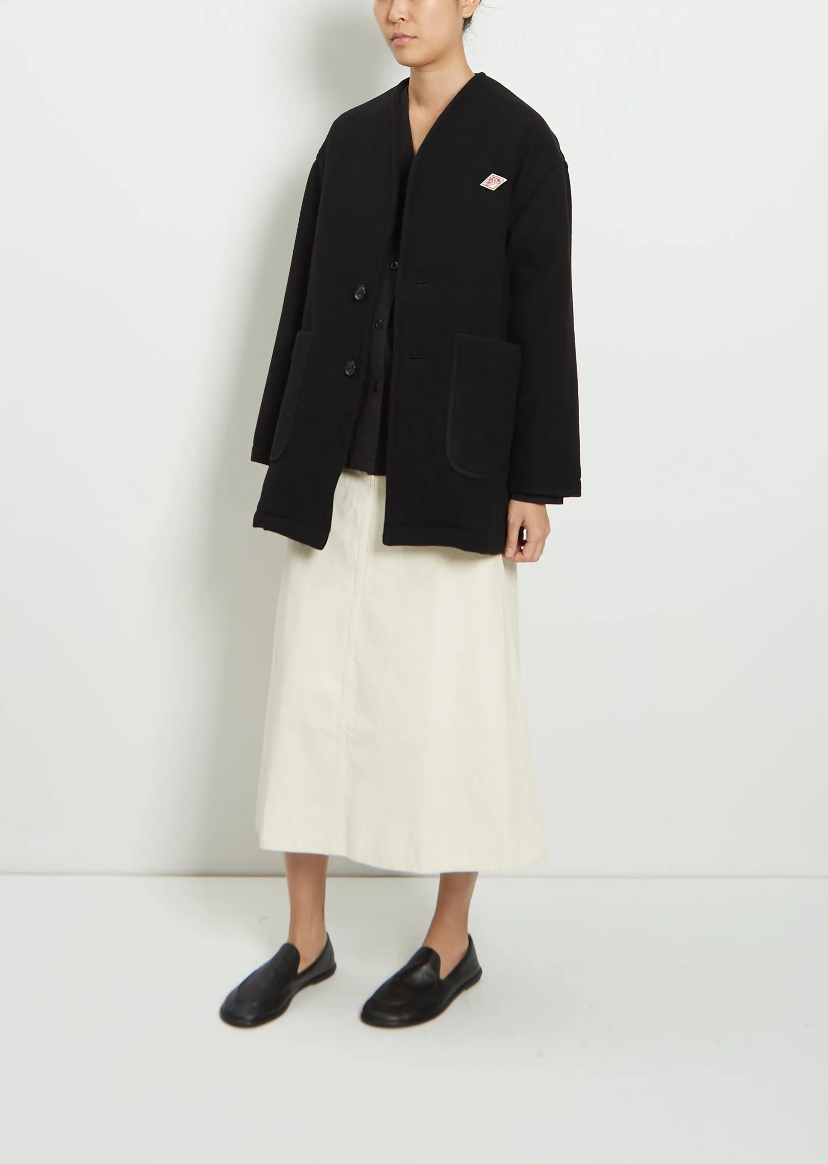 Wool Blend Collarless V-Neck Coat sold by La Garconne product image thumbnail 4