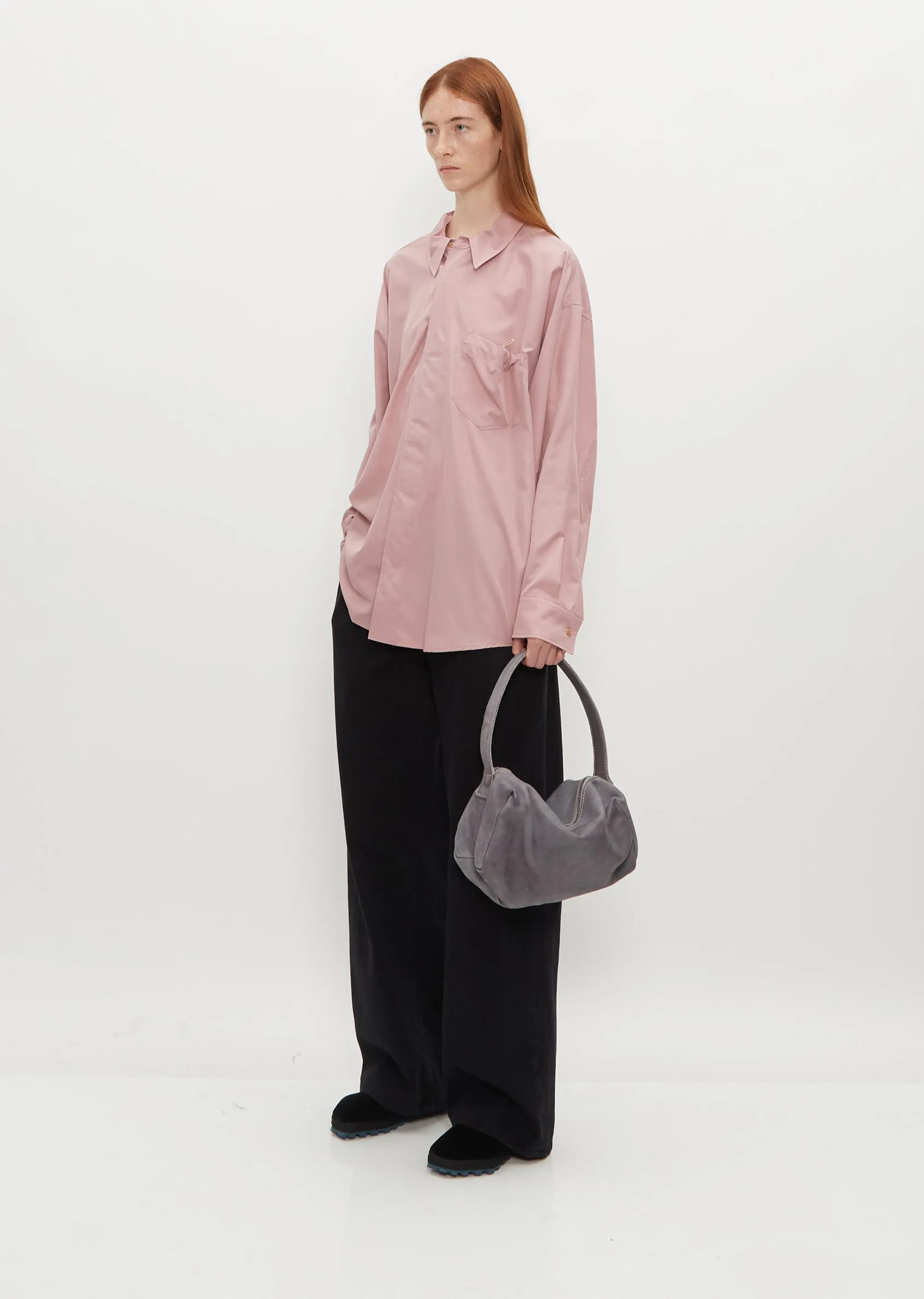 Small Leather Handle Bag — Grey sold by La Garconne product image thumbnail 4