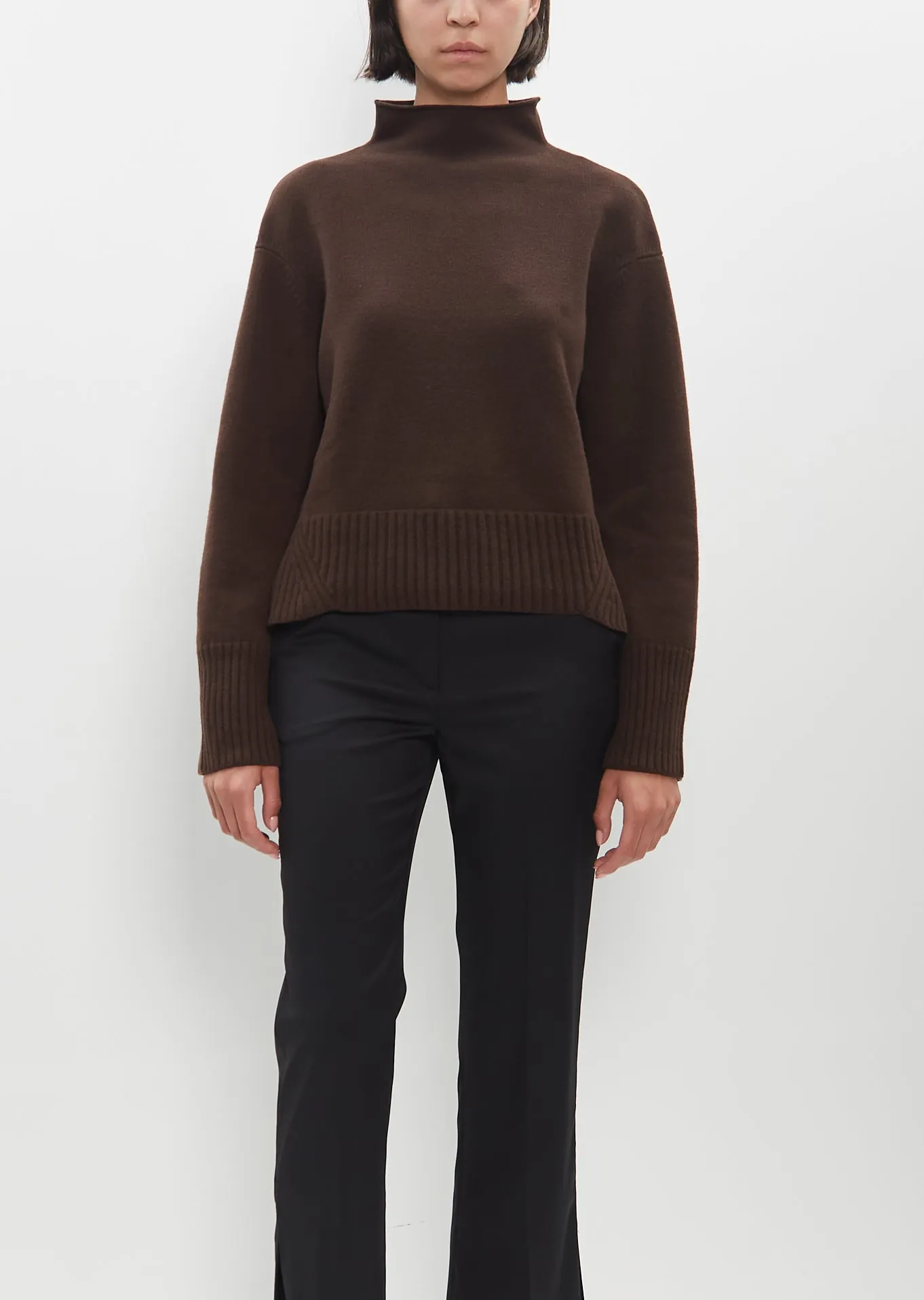 Julie Cropped Sweater — Coffee sold by La Garconne