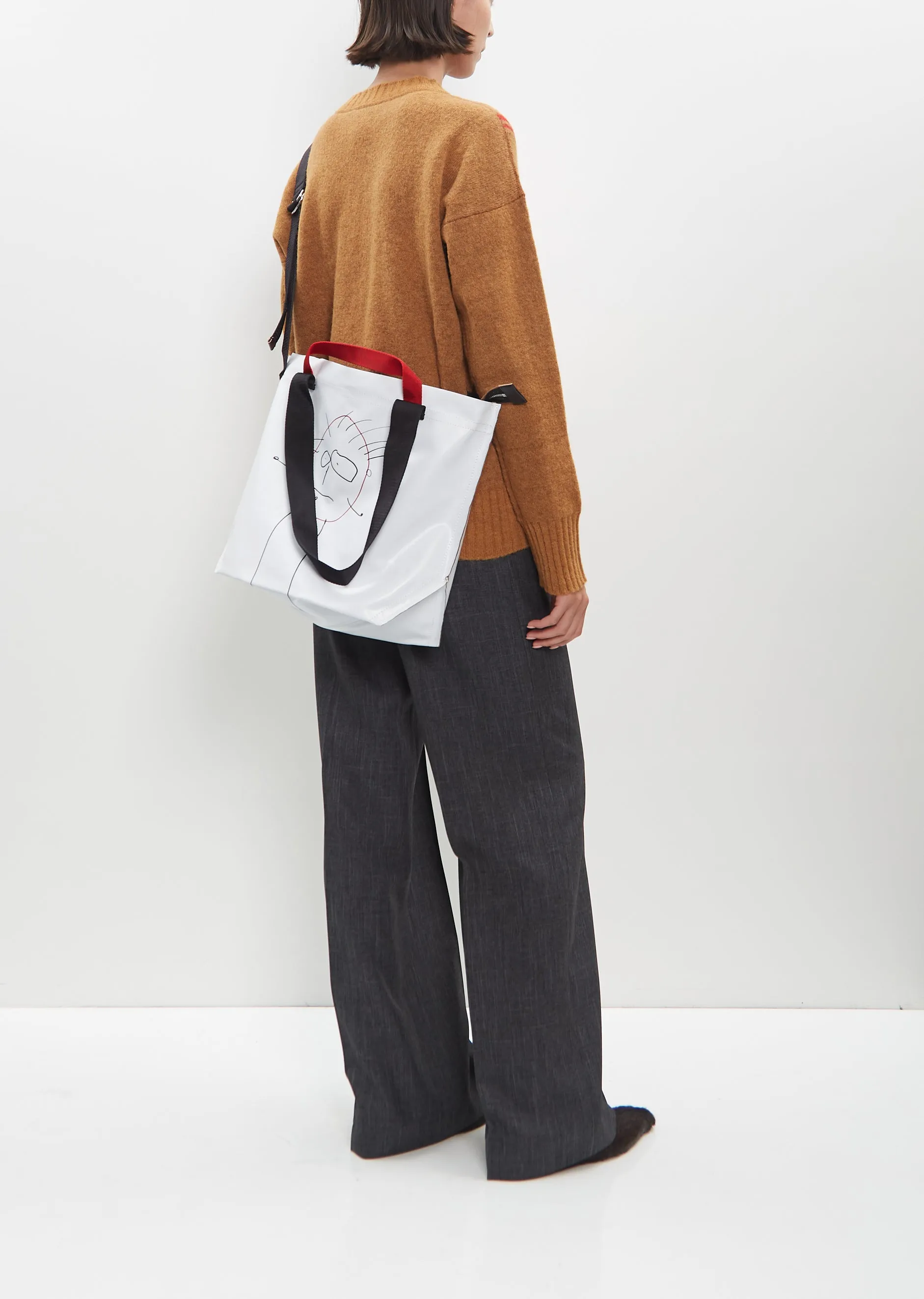 Medium Printed Shopper Bag — Optical White sold by La Garconne product image thumbnail 5