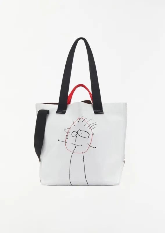 Medium Printed Shopper Bag — Optical White sold by La Garconne
