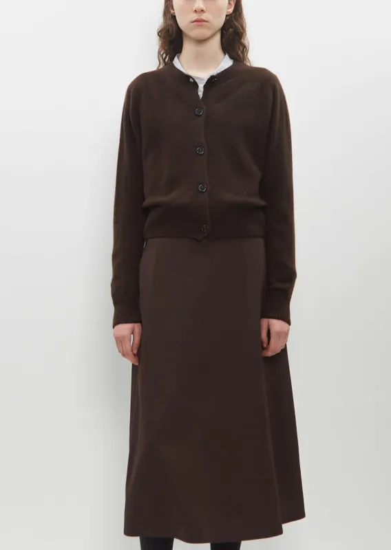 Small Crew Neck Cardigan — Coffee sold by La Garconne