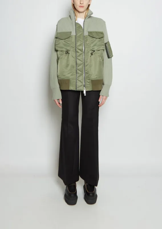 Nylon Twill x Wool Knit Blouson sold by La Garconne