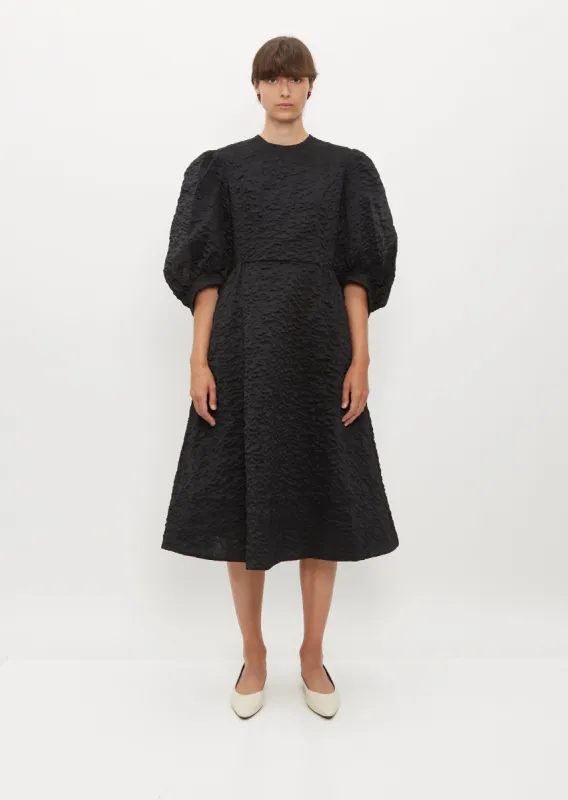 Puff Sleeve Fitted Dress — Black made by Simone Rocha