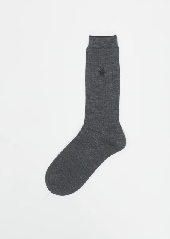 Super Merino + Bee Socks — Medium Grey sold by La Garconne