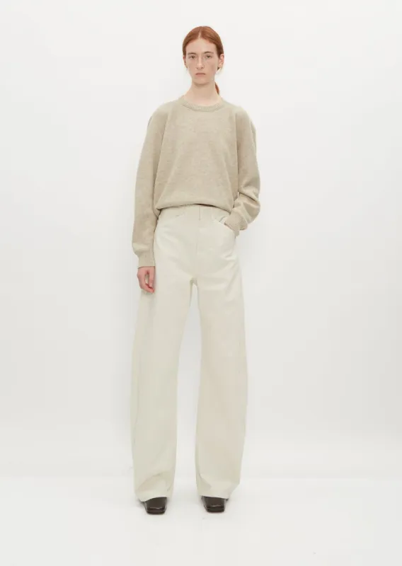 High Waisted Curved Pants — Clay White sold by La Garconne