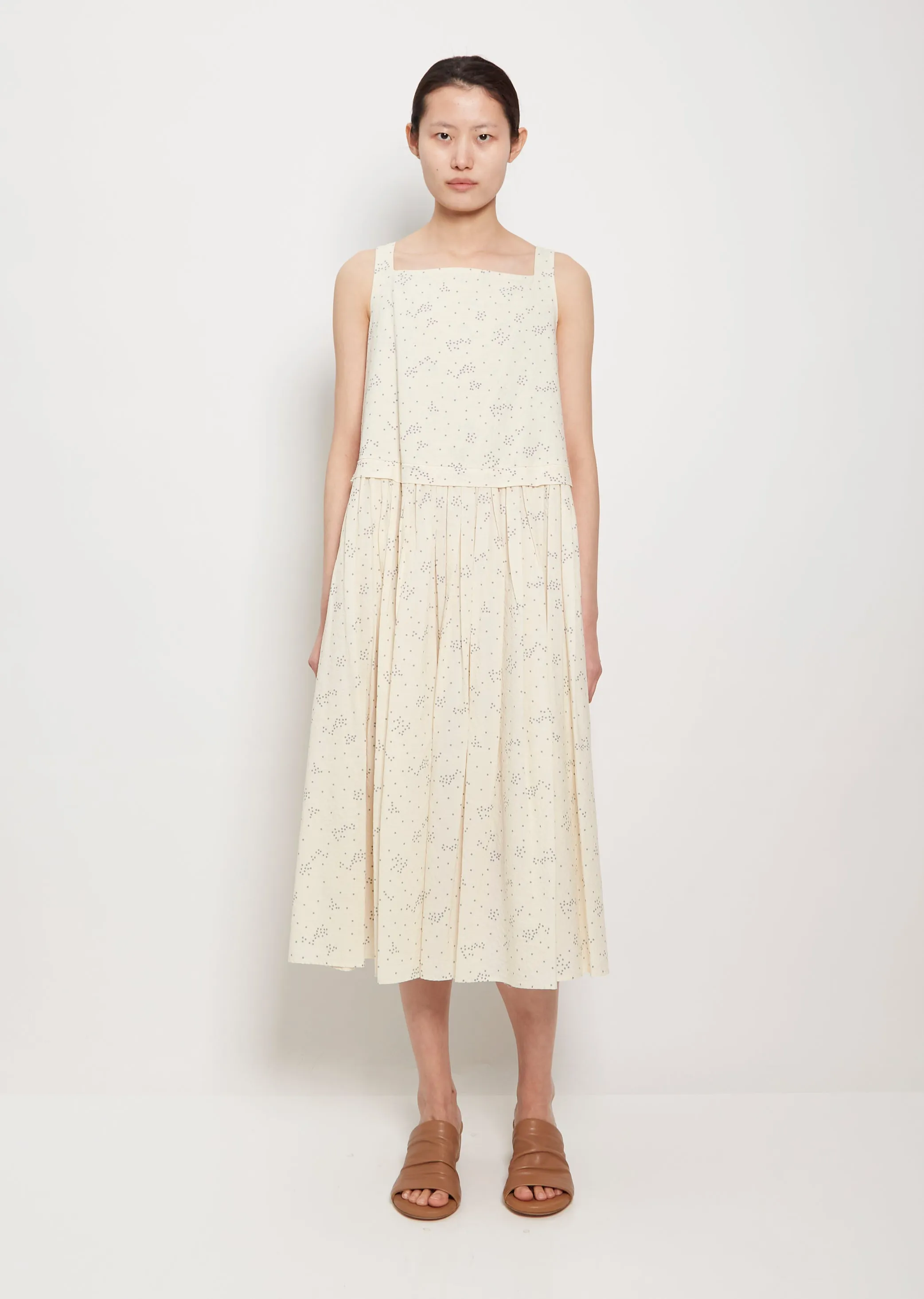 Sleeveless Gathered Cotton Dress sold by La Garconne