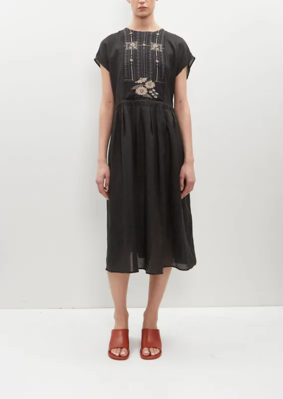 Flower Embroidery Dress - Black/Black sold by La Garconne