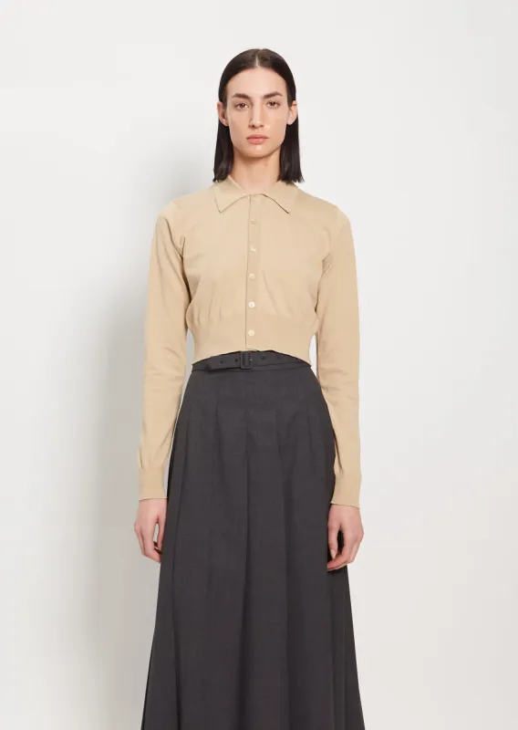 High Gauge Cotton Cardigan — Beige sold by La Garconne