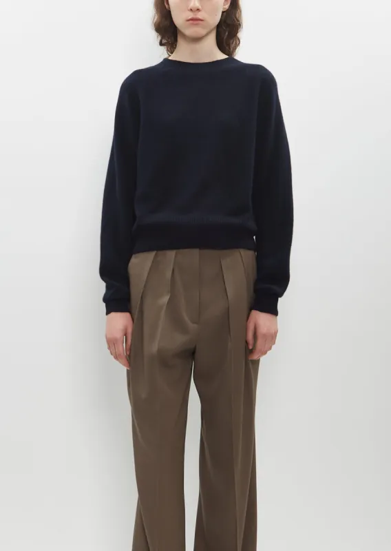 Short Classic Crew Neck Sweater — Dark Navy Twist sold by La Garconne