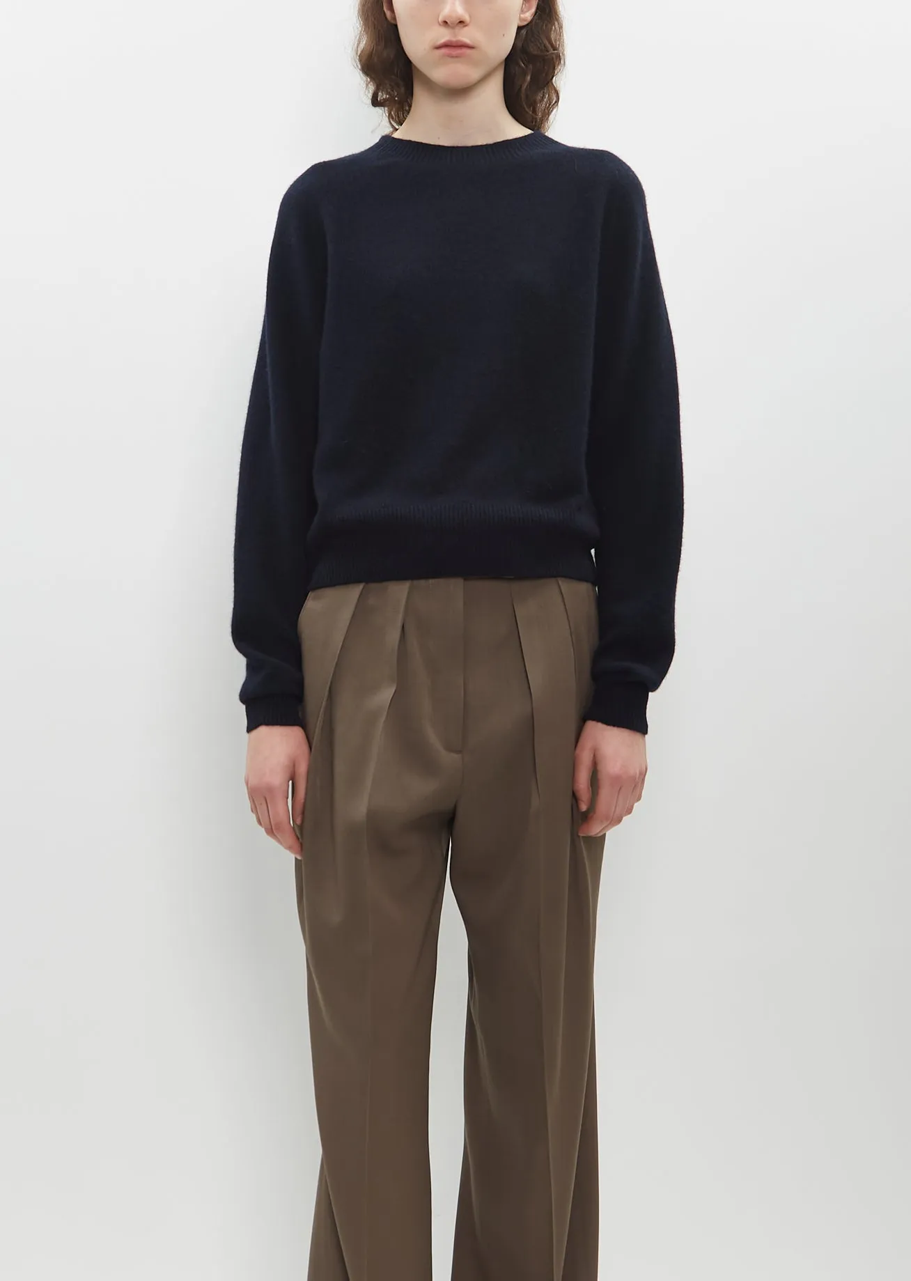 Short Classic Crew Neck Sweater — Dark Navy Twist sold by La Garconne