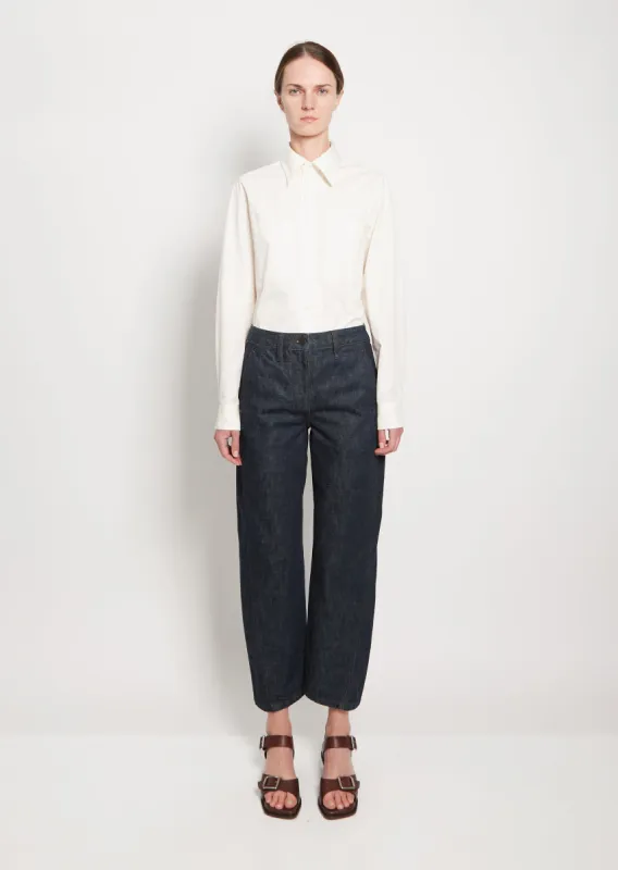 Denim Twisted Pant — Denim Indigo sold by La Garconne