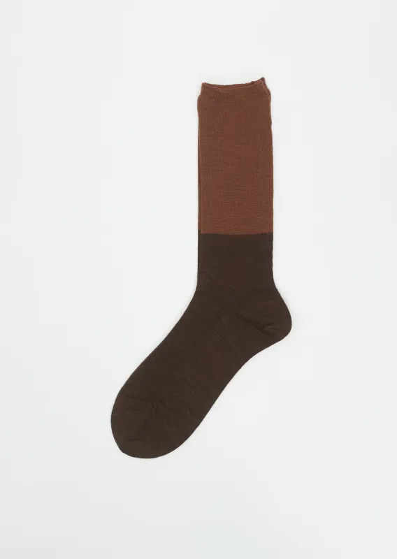 Two Tone Rib Socks — Brown sold by La Garconne