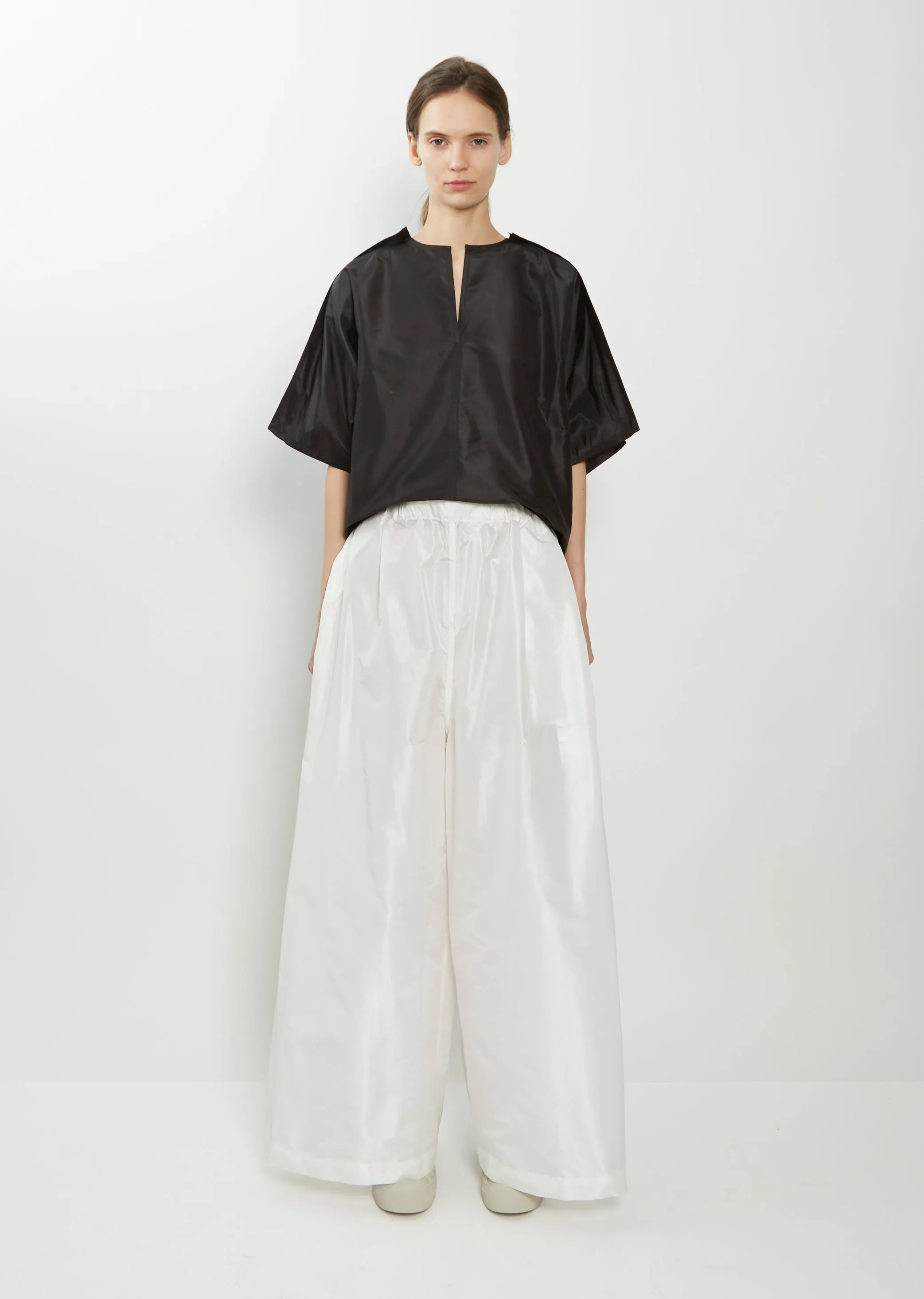 Purl Very Wide Silk Pant — White sold by La Garconne