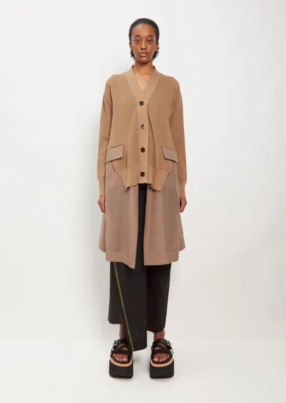 Chalk Stripe x Knit Cardigan — Beige sold by La Garconne