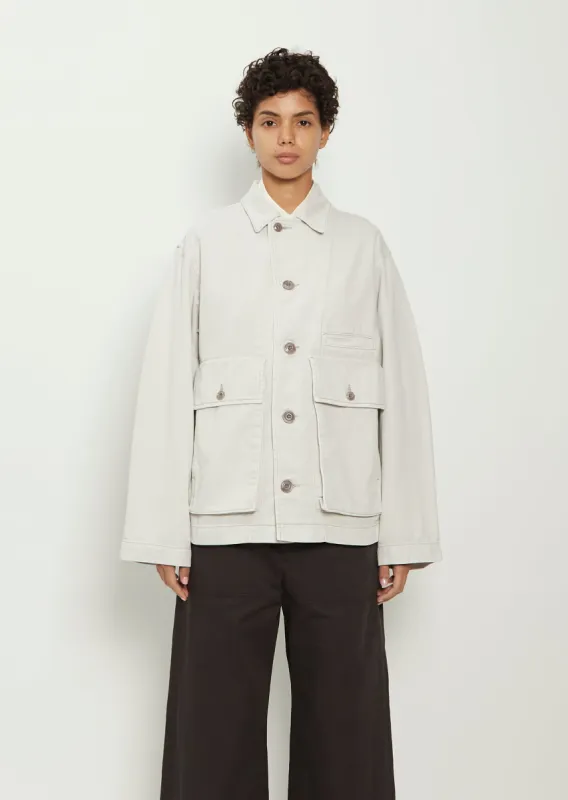 Unisex Boxy Cotton Jacket — Denim Snow Grey made by Lemaire