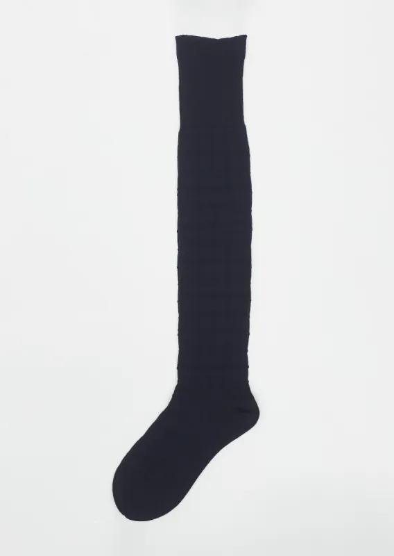 Super Merino Links High Sock — Navy sold by La Garconne
