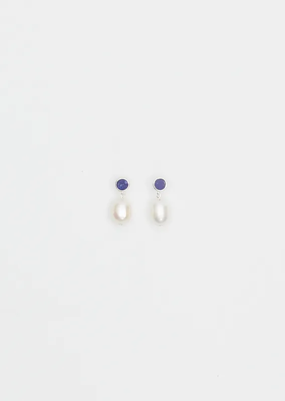 Neue Pearl Earrings — Lapis sold by La Garconne