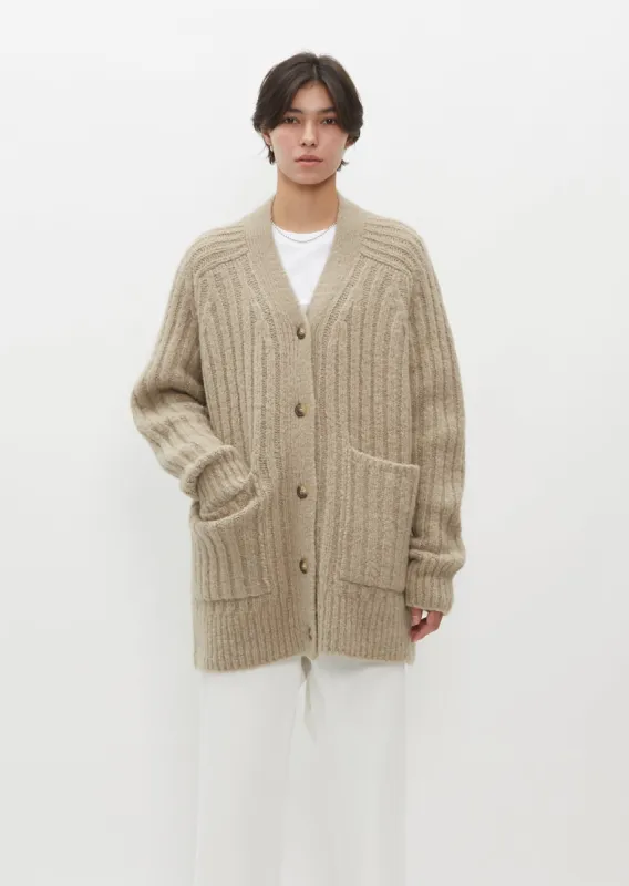 Alpaca and Wool Rib Saddle Cardigan sold by La Garconne