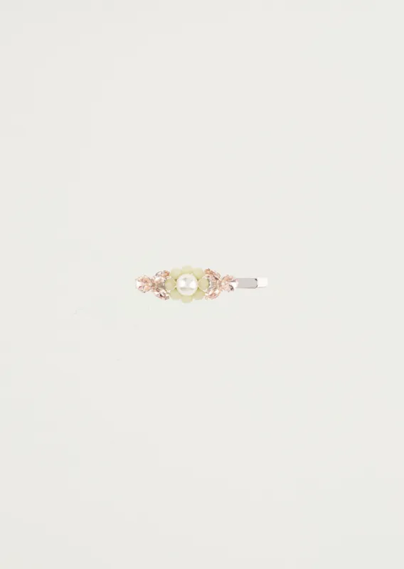 Mini Flower Hair Clip — Mint/Pearl sold by La Garconne